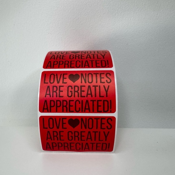 Thank You love notes are greatly appreciated stickers (100 pack) 2" - Picture 4 of 7